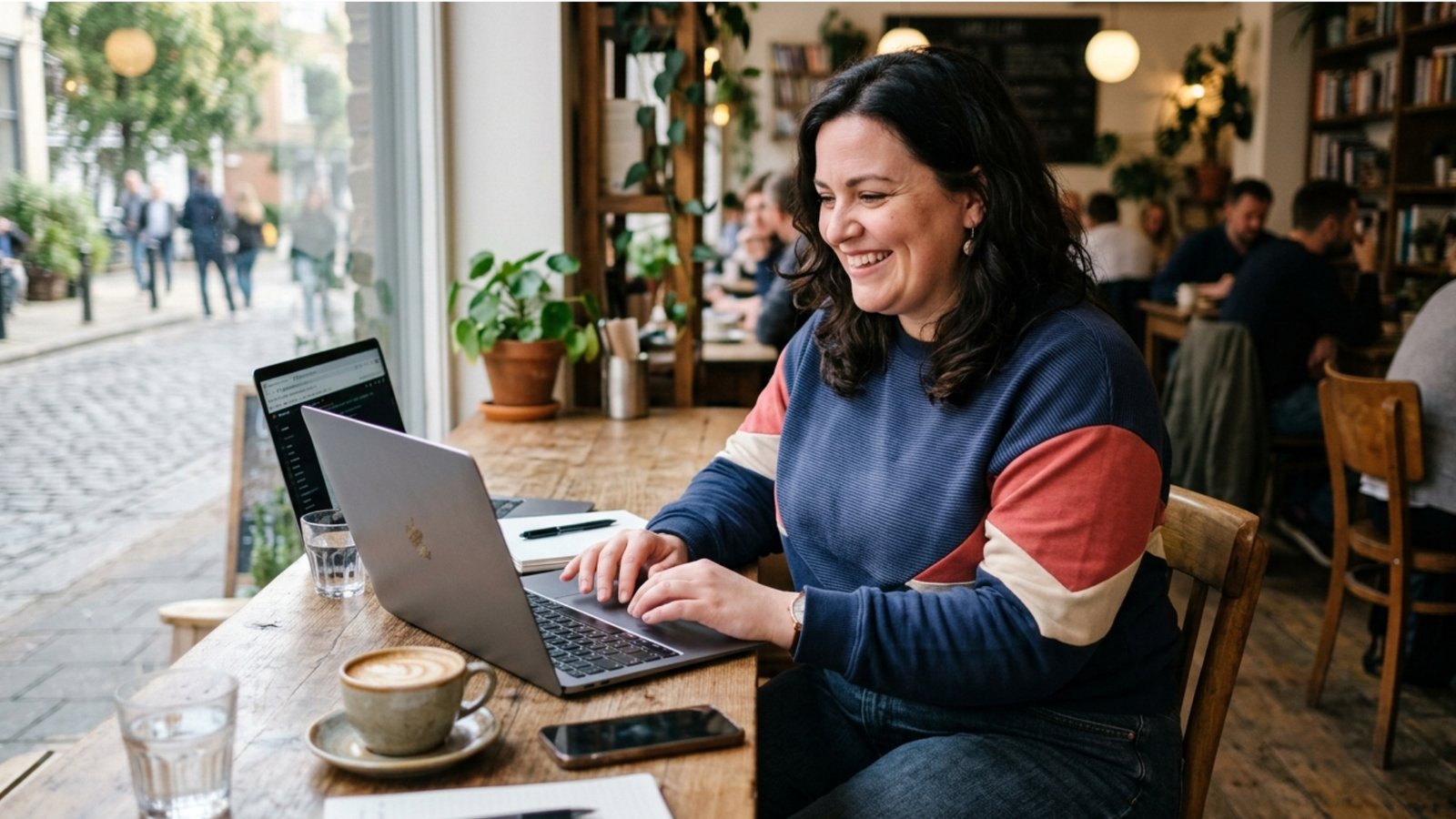Emprendedora trabajando en su primera oferta vendible